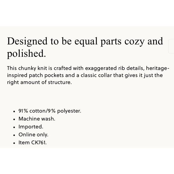 J. Crew Collared Crewneck Cardigan in Chunky Knit Ivory NWT size XXS - Picture 5 of 7